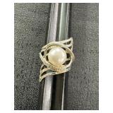 Sterling 925 Israel Pearl Decorated Ring