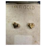 14KT Gold Heart Stud Earrings