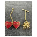Vtg. Mother Heart Pin & Hunting Dog Tie Tack