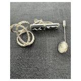 Sarah Coventry Tie Clip, YGI 925 Ring & Locket