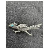 J. Ritter Road Runner Brooch w/ Turquoise Stone