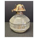 Vtg Kaadan Ltd. clear glass oil lamp base, 7in