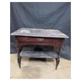 Antique spoon carved Side Table w/drawer