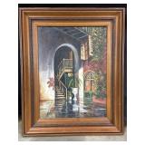 Oil on canvas "New Orleans Courtyard" signed