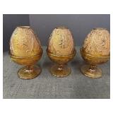 (3) Indiana Glass Amber Fairy Lamps