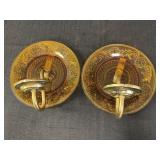 Pair of Indiana Glass Amber Wall Sconces