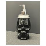 Black glass skull shaped soap dispenser