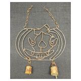 9" cast iron jack o lantern wind chime w/ 2 bells