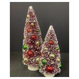 Frosted Burgundy Bottle Brush Trees