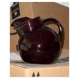Ruby red tilted ball pitcher, 6in high