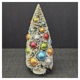 9in Bottle Brush Tree w/ Rainbow Ornaments