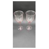 (2) Pink Water Goblets 9.5in tall x 4in