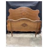 Antique Full Size Burl Wood Design Bed