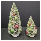 (2) 6" & 9" Bottle Brush Trees w/ Ornaments