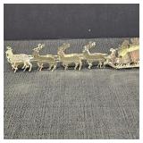 Gold Toned Metal Santa Sleigh Figurine