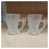 (2) "RocDonald" Flintstones Glass Mugs