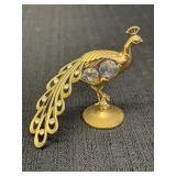 Austrian Crystal 24K gold plated peacock figurine,