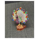 Rucinni Jeweled Peacock Trinket Box, 3in H