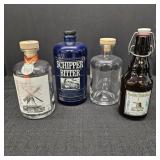 (4) Assorted Glass & Clay Empty Bottles