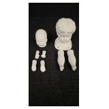 Bisque Doll Parts, heads 2in tall & 3in