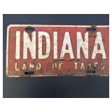 Vtg. Indiana Land of Taxes Embossed License Plate