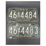 (2) 1965 Indiana License Plates
