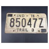1978 Indiana License Plate