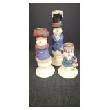 (3) Resin Snowman Candle Holders
