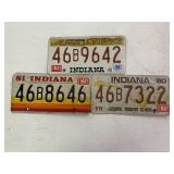 1980, 81 & 84 Indiana License Plates