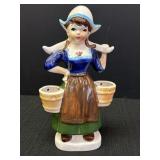 Ceramic hand painted Dutch girl w/water buckets,