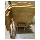 Set of 4 Wood TV Trays w/ Stand