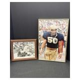2 Notre Dame football player framed pictures,