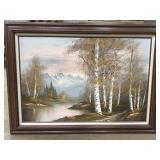 Signed Wallace Oil on Canvas Winter Forest