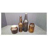 (4) Brown & Amber  Bottles, Berchoff Brewing