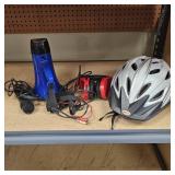 Helmet, Headphones, Megaphone, & Microphone