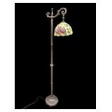Brass Floor Lamp w/ Tiffany Design shade