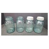 (4) Blue Quart Ball Canning Jars