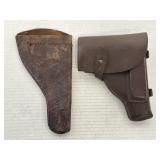 2 Brown Leather Belt Holsters