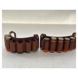 2 Leather Shotgun Ammo Belt Slides 6 rnd
