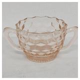 Pink Cubist Glass Open Sugar Bowl