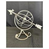 Silver-colored metal armillary sphere, 15in H.