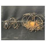 3 Metal pumpkin candle holders