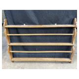 Vtg wooden wall mount 2-tier plate shelf,
