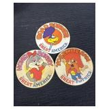 Road Runner, Honey Bunny, Yosemite Sam Button Pins