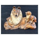 Norleans, Japan mama Collie & 2 pups figurine,