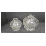 (2) Clear Glass Oil Lamp Base