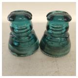 (2) Vintage Blue/Green Glass Insulators item is a