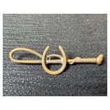 Horseshoe Jockey Whip Brooch Pin