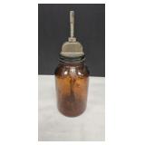 Amber Glass Rubber Cement Jar w/