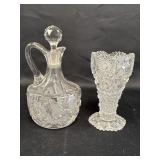 2 clear cut glass pieces - Cruet Decanter w/